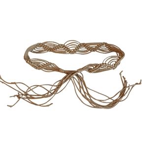 Tan woven tie around waist belt